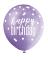 6 ballons en latex 30 cm, Happy Birthday rose Mix rose, violet, blanc