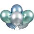 6 Ballons Platinium, 28 cm Blau, Grün, Silber