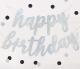 Wimpelkette Happy Birthda 84 cm. Silber mit gliter