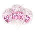 6 Ballone  Confetti 30 cm rosa Happy Birthday mit Confetti