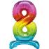 Foil Balloon, 76 cm, number 8 / RAINBOW, standing