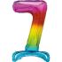 Foil Balloon, 76 cm, number 7 / RAINBOW, standing
