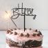 happy birthday Cake Topper, noir,   15 x 10 cm
