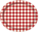 8 Assiettes 30 x 25 cm  Oval rouge Vichy et blanche