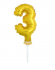 inflating mini foil Balloon Cake Toppers 3 Gold,  13 cm