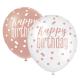 6 ballons en latex 30 cm, Happy Birthday rose Mix