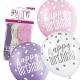 6 Latex Ballon 30 cm - rHappy Birthday rosa Mix, rosa, lila, weiss