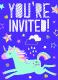 8 invitations Party Licorne10 x 12 cm avec enveloppe