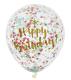 6 balloons Confetti  30 cm Happy Birthday with multi colors Confetti