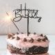 happy birthday Cake Topper, noir,   15 x 10 cm